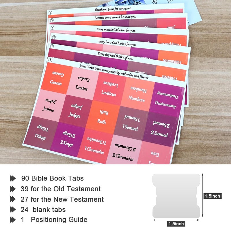 DOMMARE 90 Pieces Bible Tabs Pink for Women Girls, Laminated Large Print Bible Bookmarks, Waterproof Index Tabs Study Supplies Guide Kit, Baptism Christian Gifts for Men Boys Beginner Easy to Read - Image 5